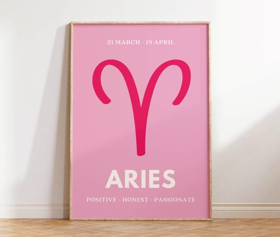 Aries Star Sign Poster, Zodiac Quote Art