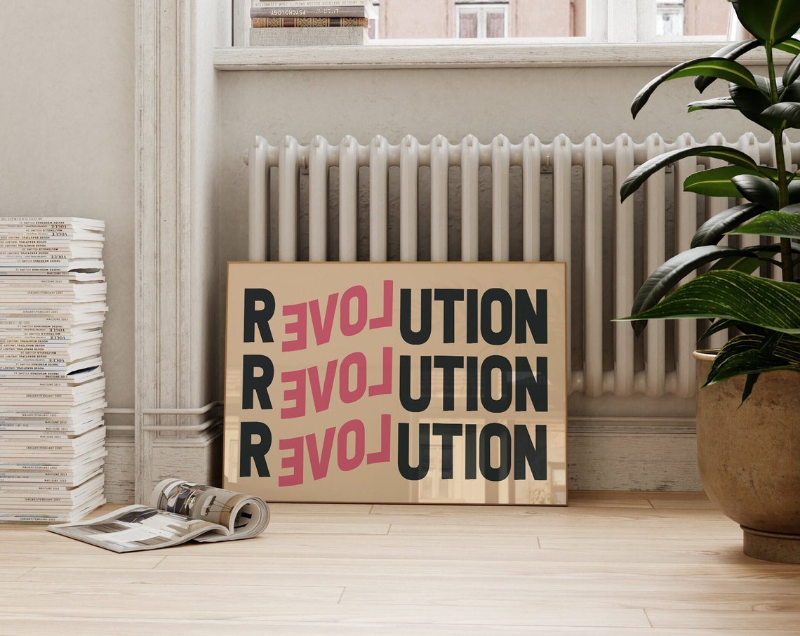 Revolution Typography Poster Print, Bold Eclectic Decor