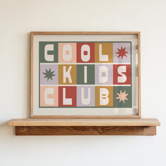 Nursery Wall Art Cool Kids Club Print Room Horizontal Childrens Prints Girls Landscape