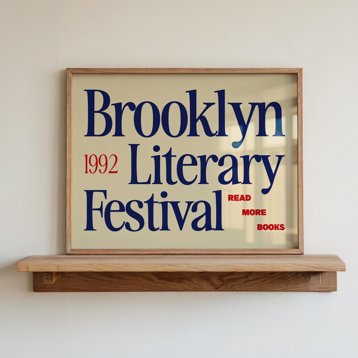 Retro Book Wall Art, Vintage Brooklyn Reading Print