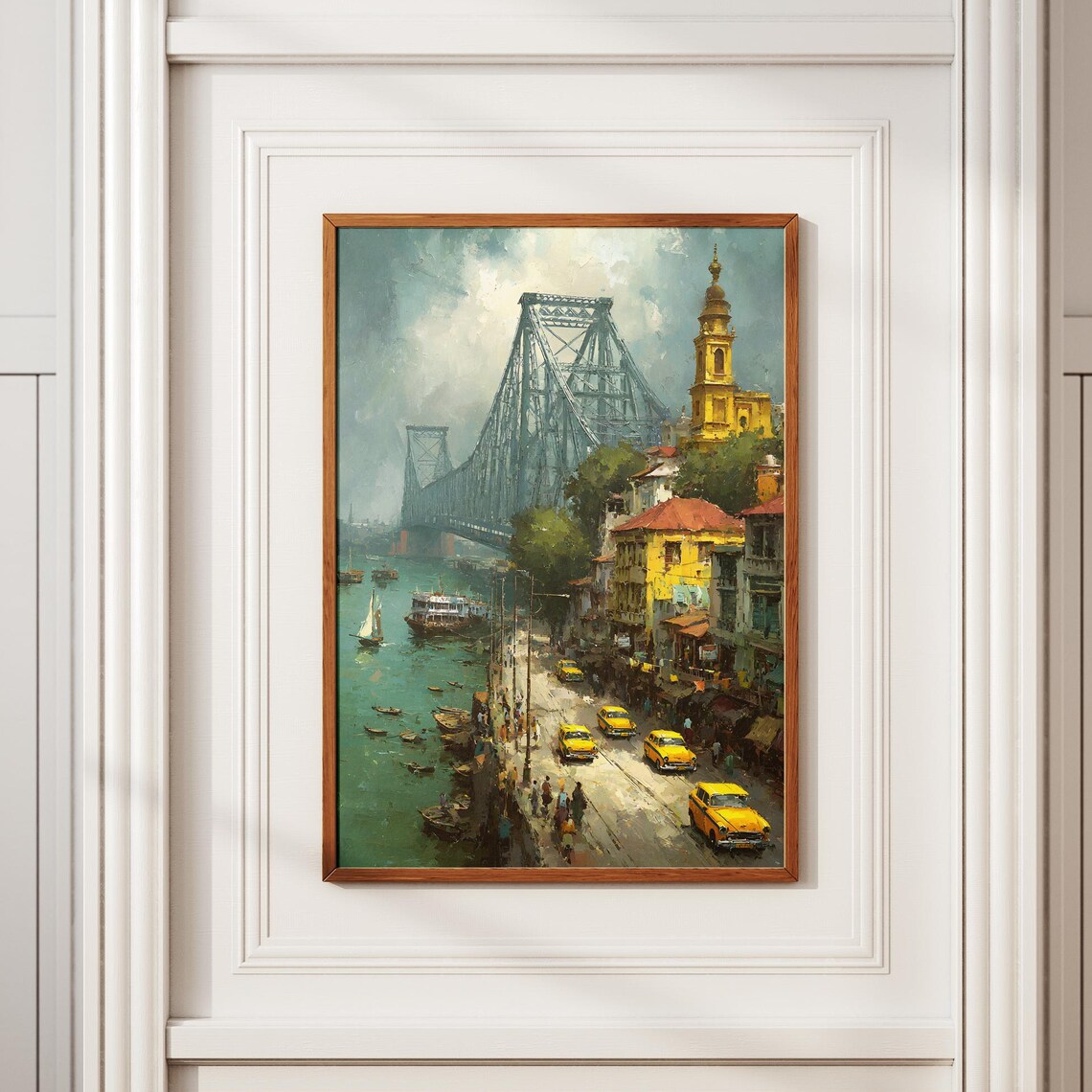 Kolkata Howrah Bridge Impressionist Travel Poster