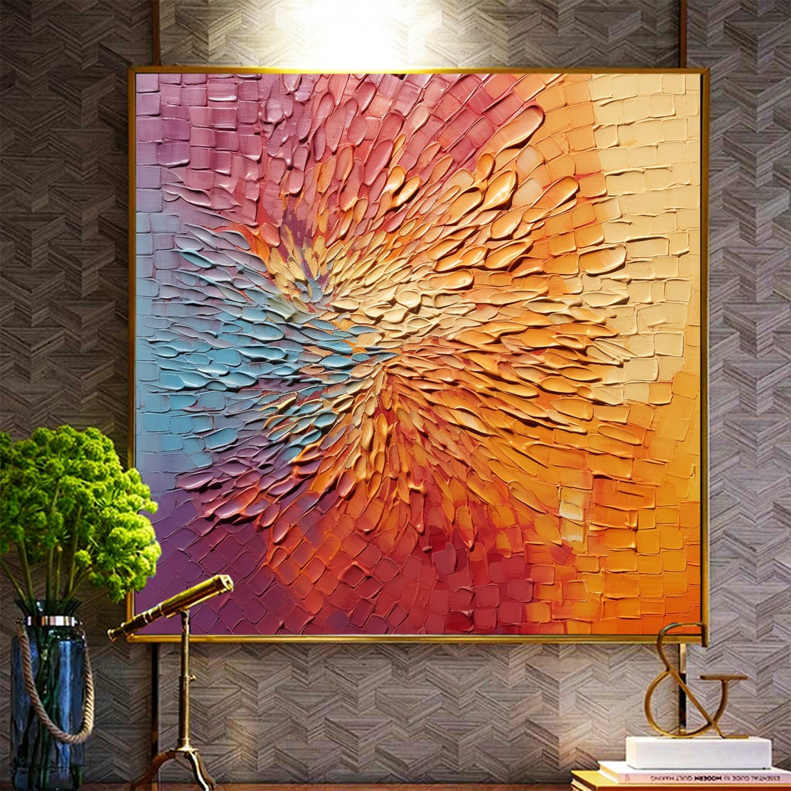 Firework Petal Burst Orange Yellow Pink Abstract Texture Poster - Image 2