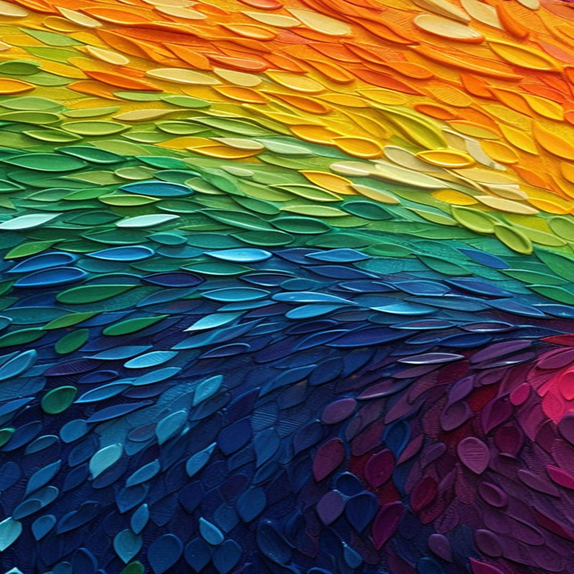 Rainbow Swirl 3D Palette Knife Abstract Texture Oil Painting Poster - Image 2