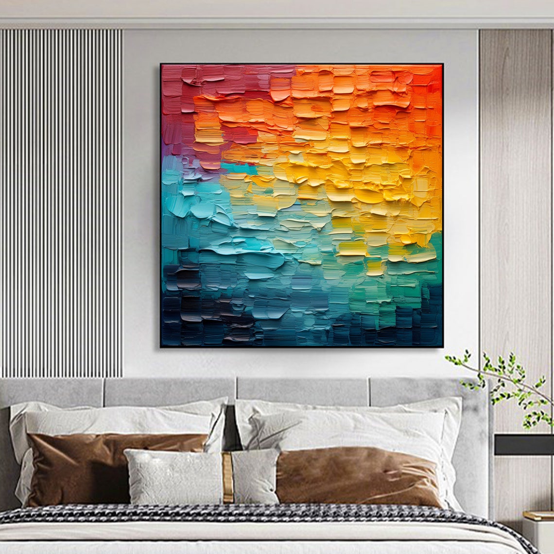 Sunset Gradient Abstract Impasto Textured Oil Painting Poster - Image 5