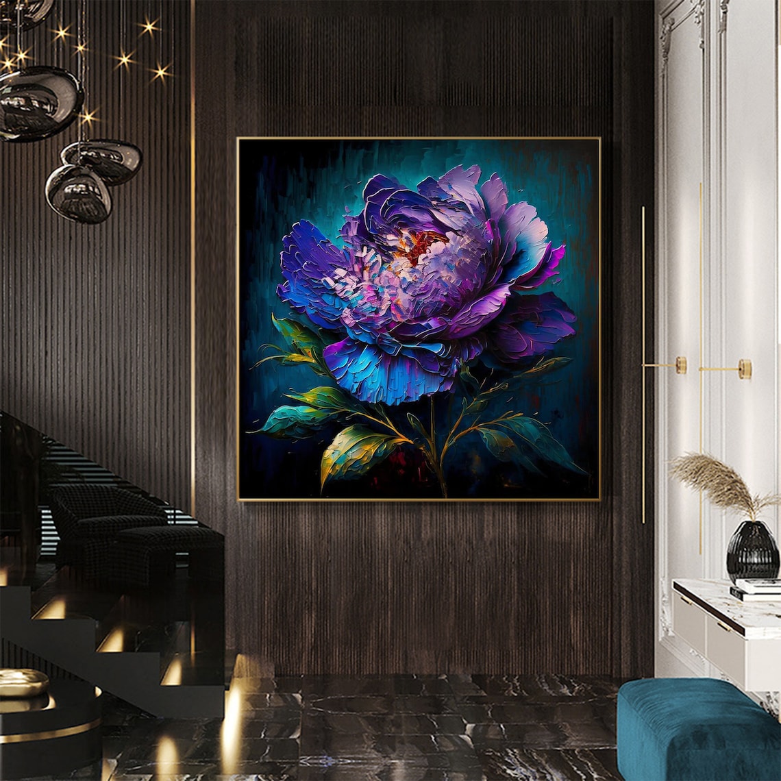 Abstract Purple Flower Oil Painting Art Print - Image 4