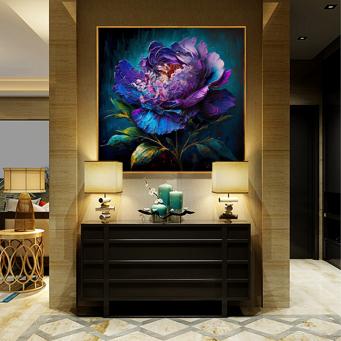 Abstract Purple Flower Oil Painting Art Print - Image 7