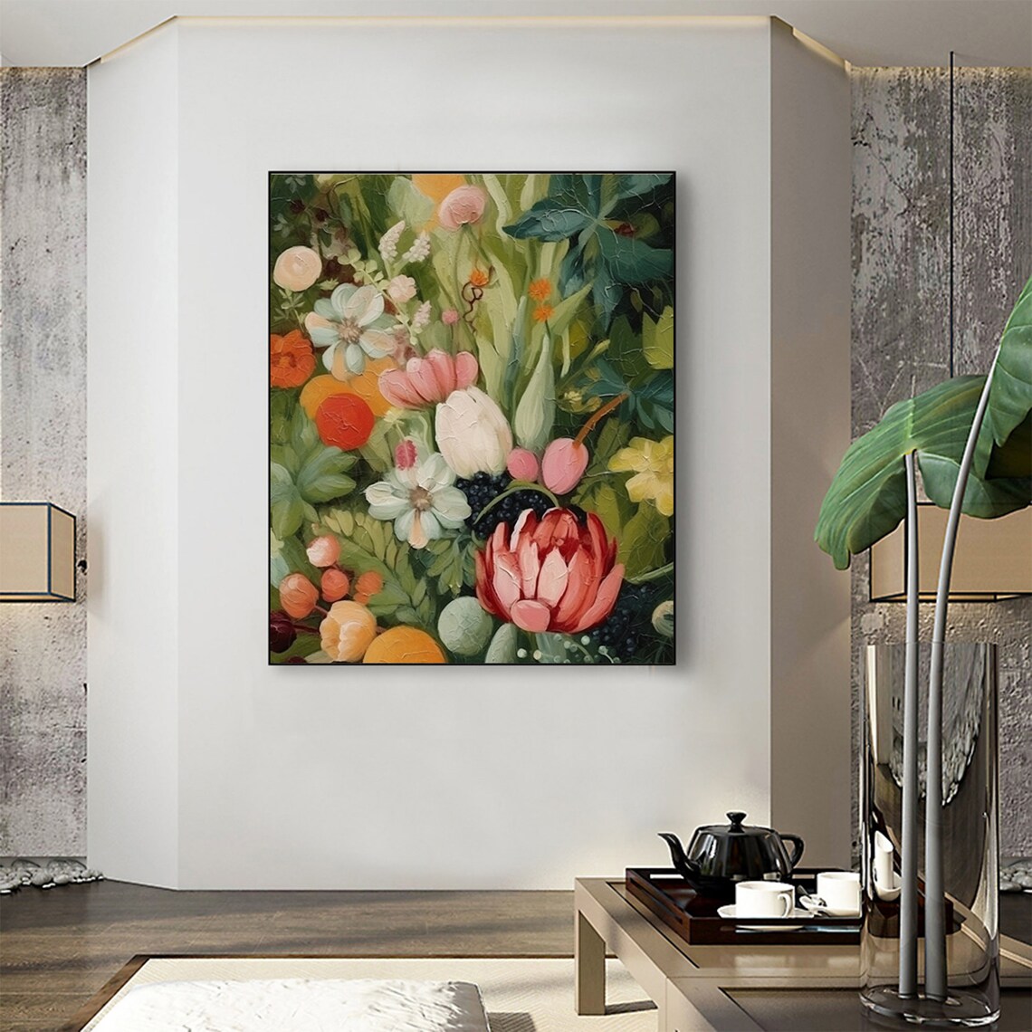 Abstract Green Flowers, Modern Floral Wall Art Print - Image 5