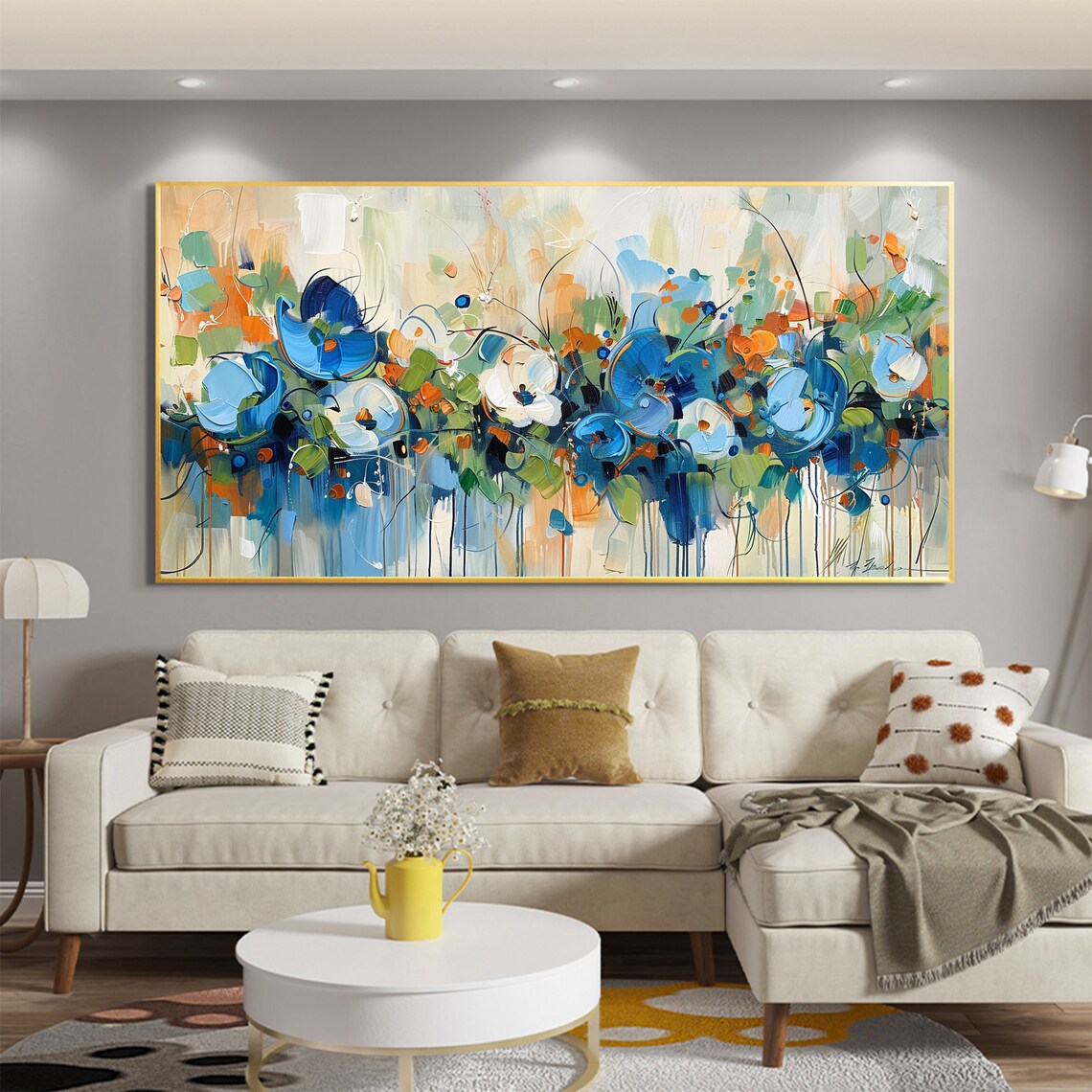 Abstract Blue Floral Landscape Modern Art Print - Image 7