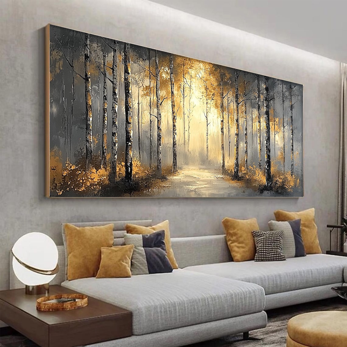 Gold Leaf Forest Oil Painting, Abstract Nature Landscape - Image 5