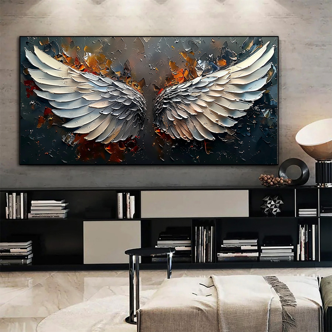 Abstract Angel Wing Oil Painting, Boho Art Print - Image 5