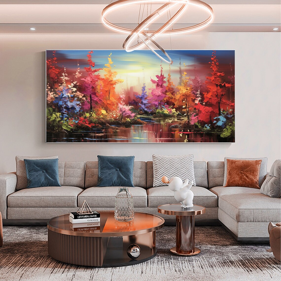 Original Forest Oil Painting On Large Wall Art Abstract Colorful Tree Painting Nature Landscape Art Custom Painting Bedroom Decor - Image 7