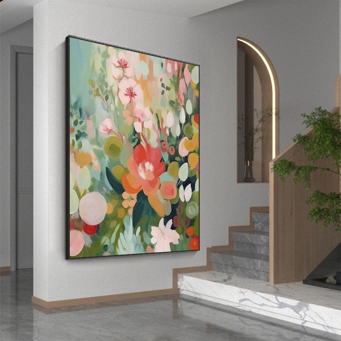Abstract Green Flowers, Modern Floral Art Print - Image 7
