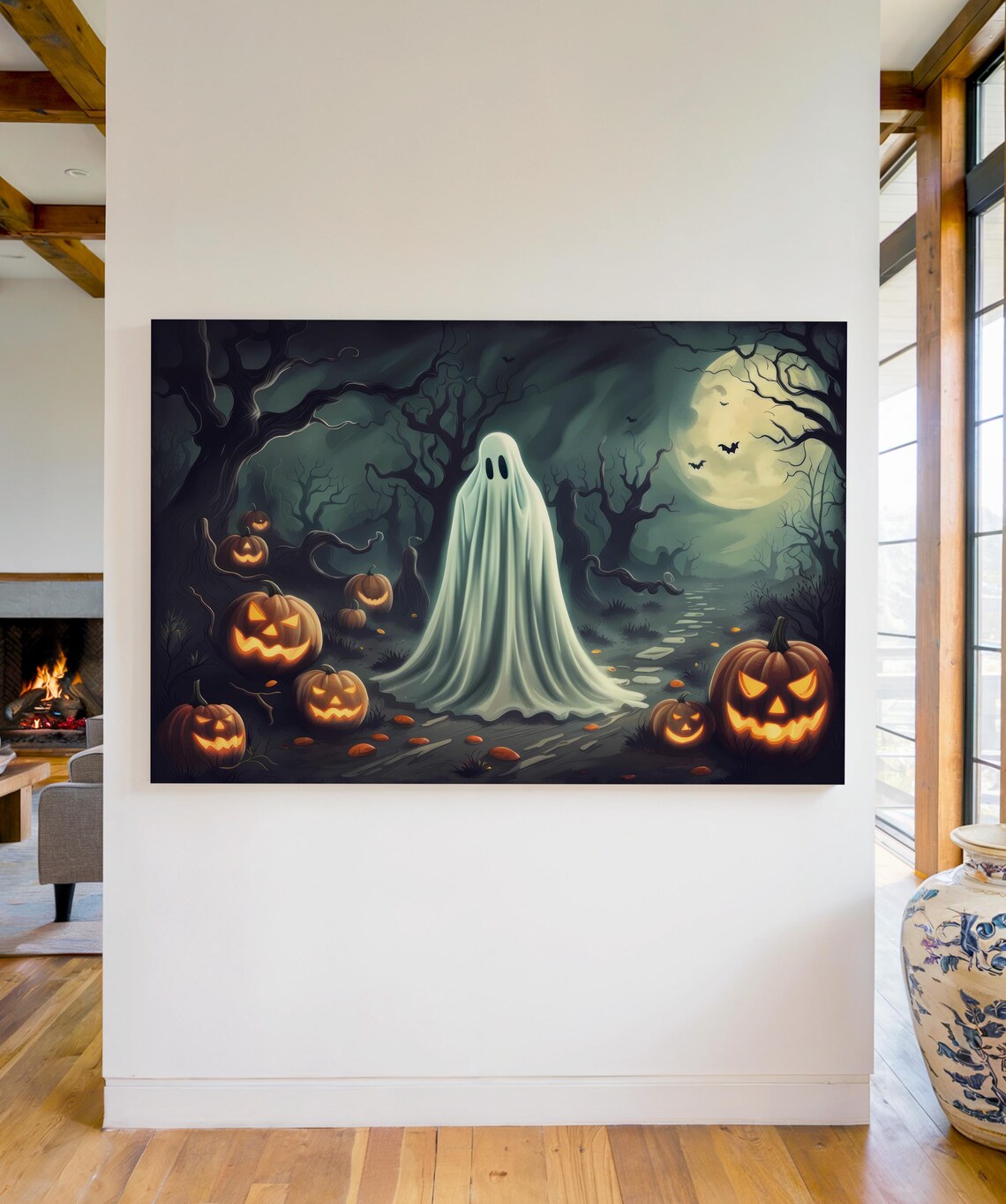 Retro Ghost Halloween Gothic Wall Poster Print