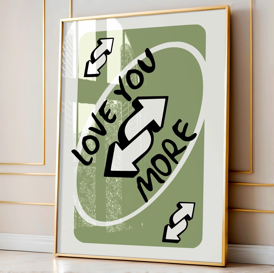 Love You More Green Reverse Playing Card Romantic Couples Poster