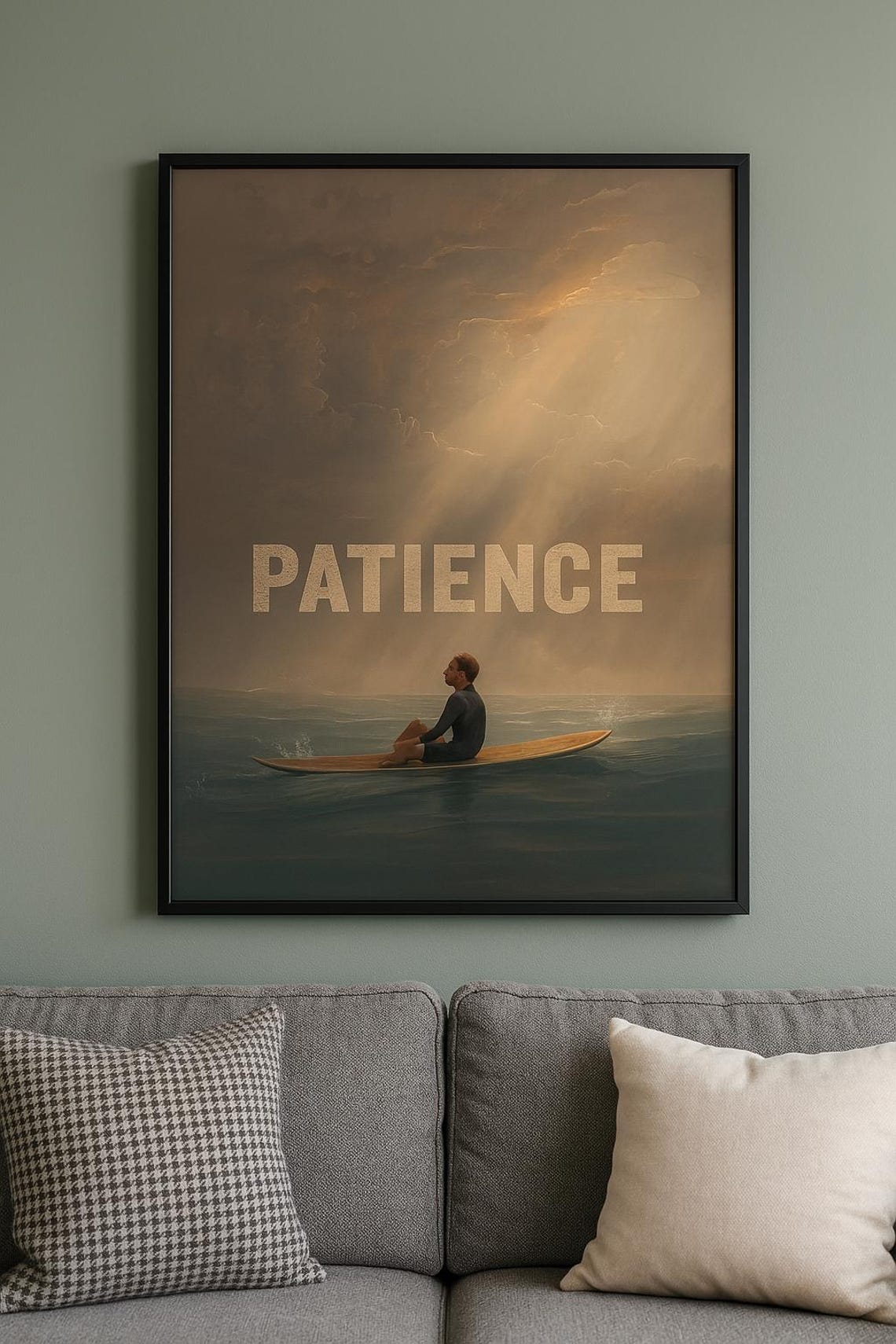 Patience Motivational Surf Poster, Ocean Quote