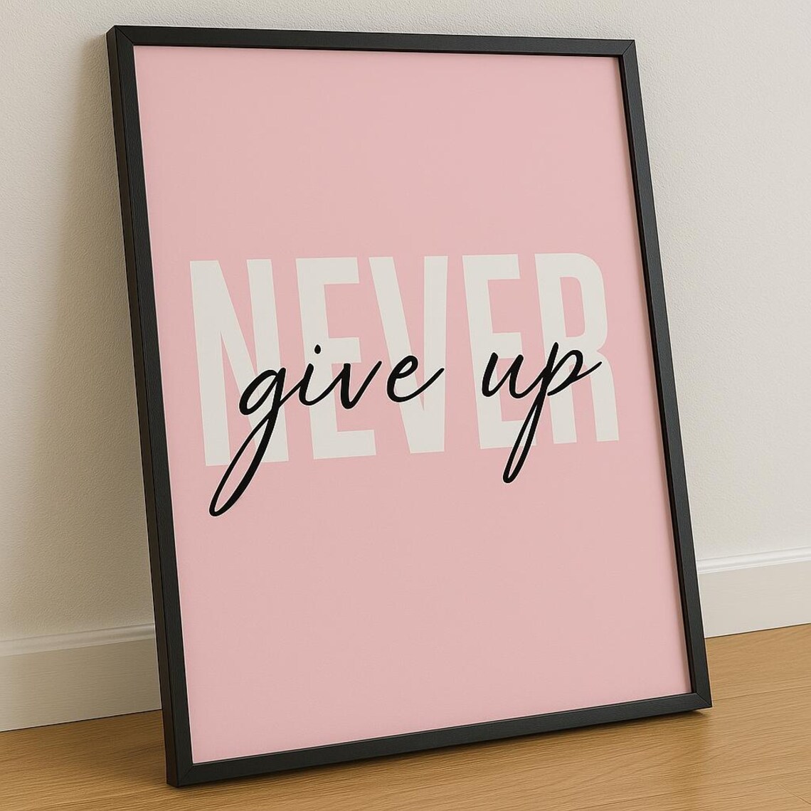 Never Give Up Motivational Quote, Typography Art Print - Image 2