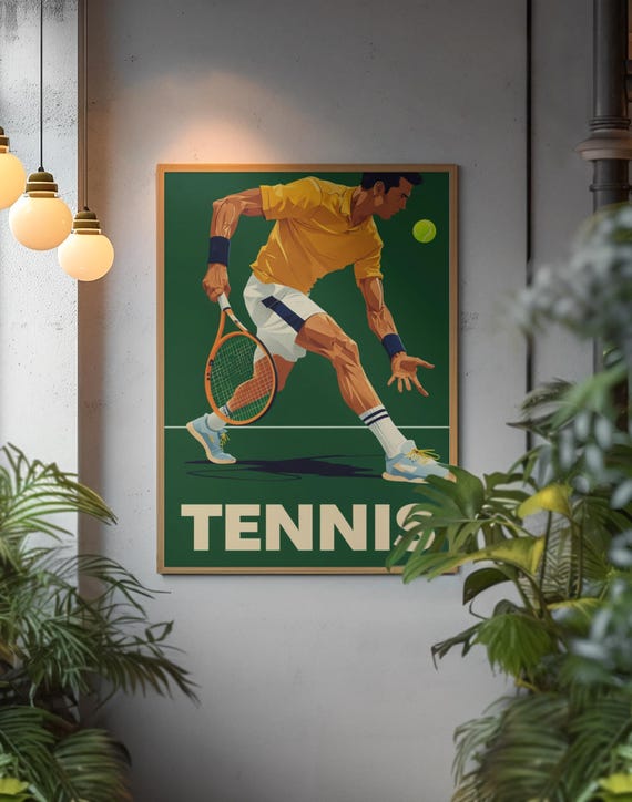 Tennis Minimalist Athlete Illustration, Sports Decor