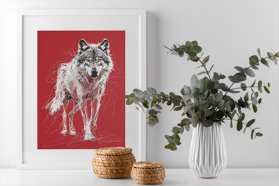 Bold Wolf Abstract Animal Art Print, Modern Wildlife Decor - Image 3