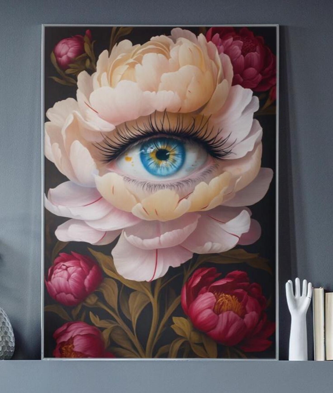 Surreal Floral Eye Poster, Mystical Botanical Fantasy