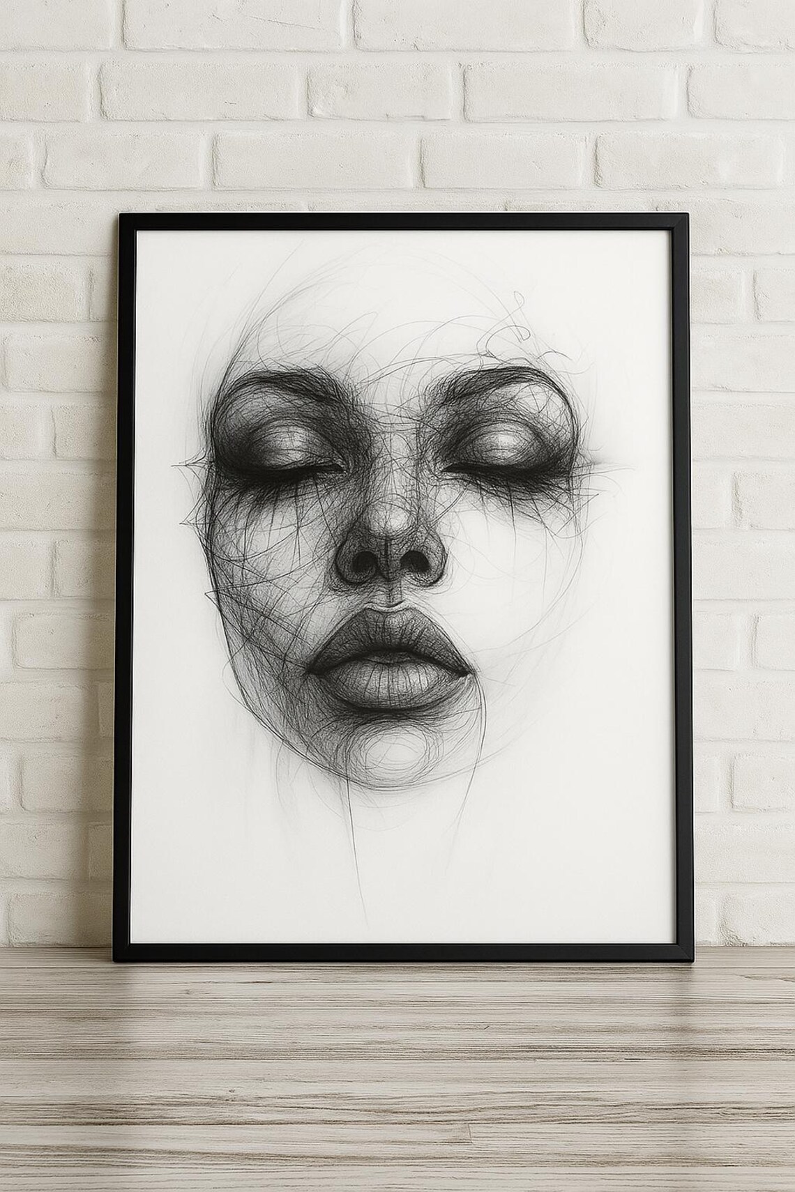 Surreal Abstract Female Portrait, Line Art