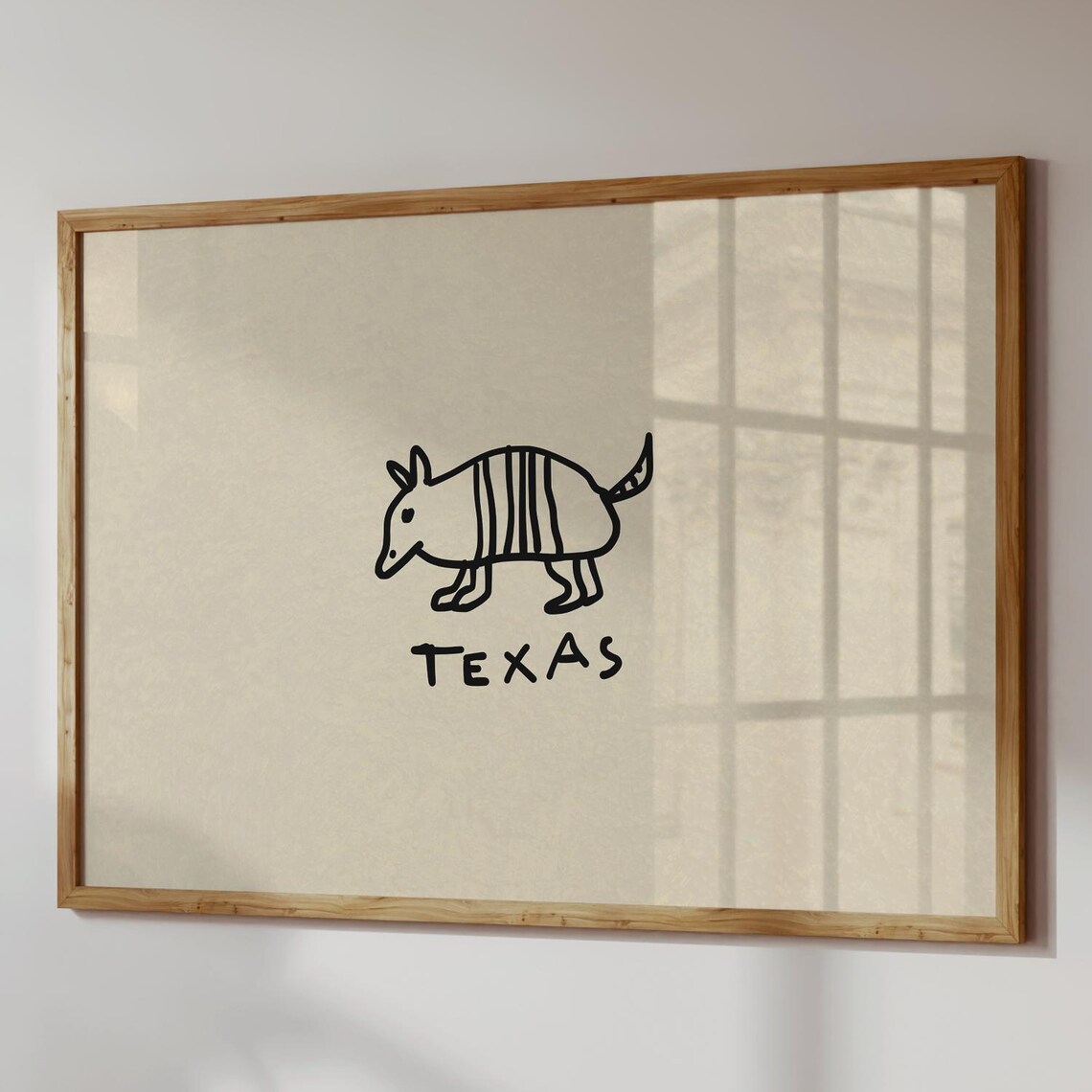 Texas Armadillo State Love, Handdrawn Art Print