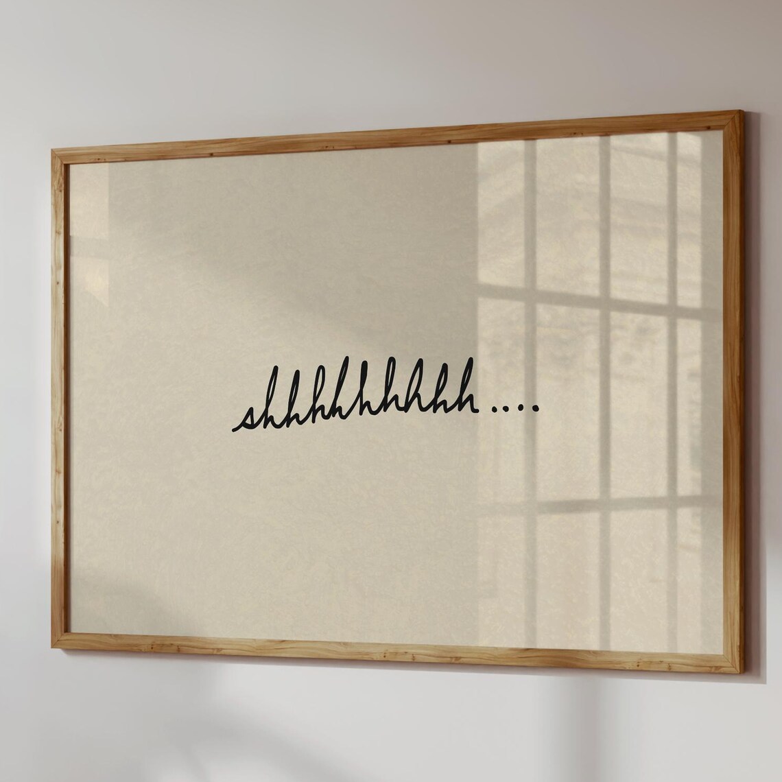 Shhh Funny Minimalist Hand Lettered Above Bed Bedroom Poster