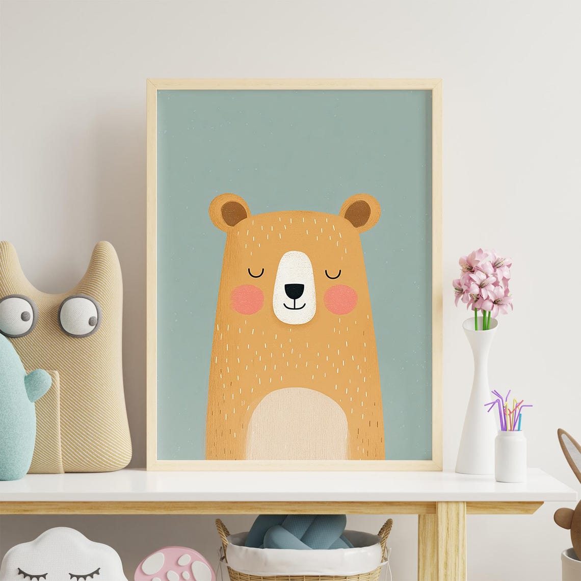 Nursery Wall Art Adorable Bear Illustration File