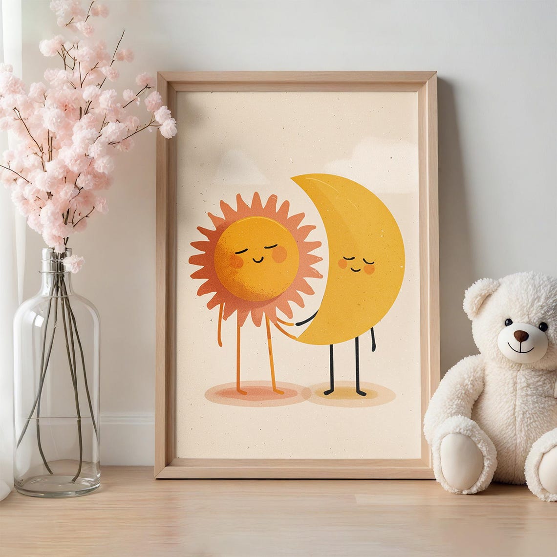 Sun And Moon Nursery Decor Cute Celestial Baby Room Art Poster