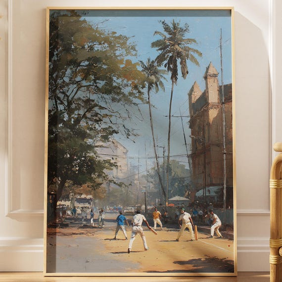 Mumbai Street Cricket Painting India Urban Art