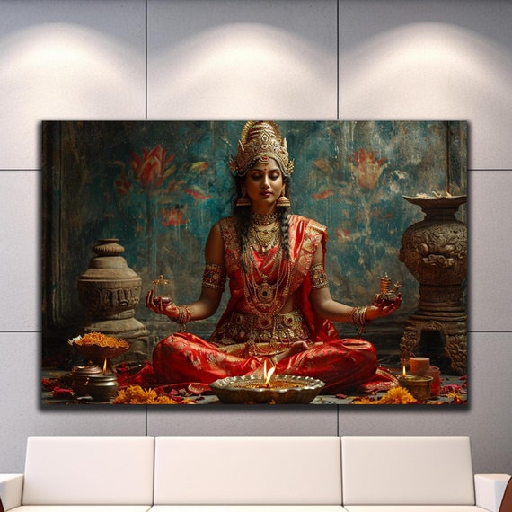 Lakshmi Wall Decor Tempered Glass Wall Art Glass Printing Glass Wall Art Large Hindu God Wall Art Goddess Wall Art Lakshmi Wall Art