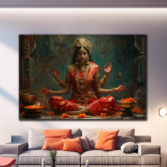 Lakshmi Wall Decor Tempered Glass Wall Art Glass Printing Glass Wall Art Large Hindu God Wall Art Goddess Wall Art Lakshmi Wall Art