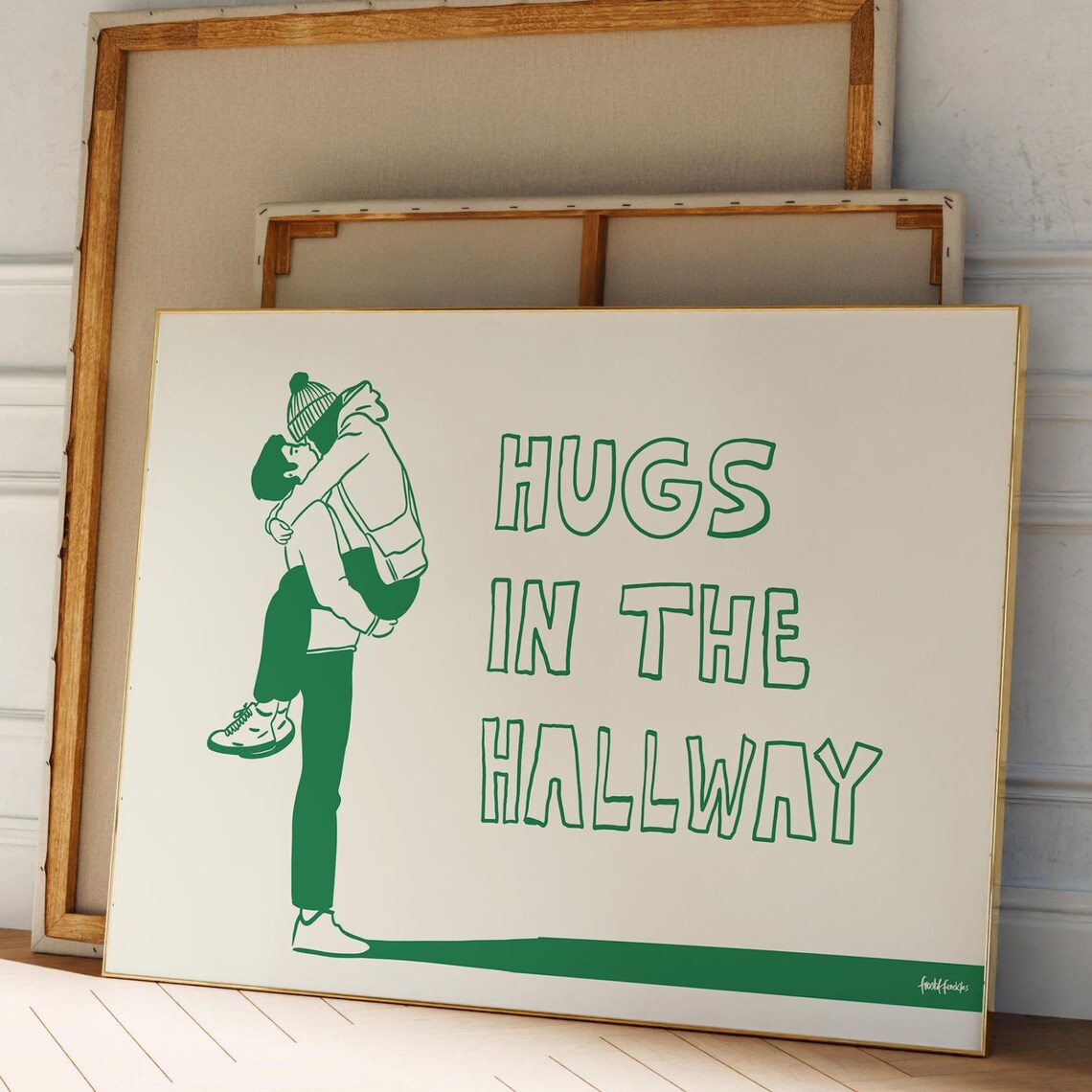 Hugs In The Hallway Typography Poster, Entryway Decor