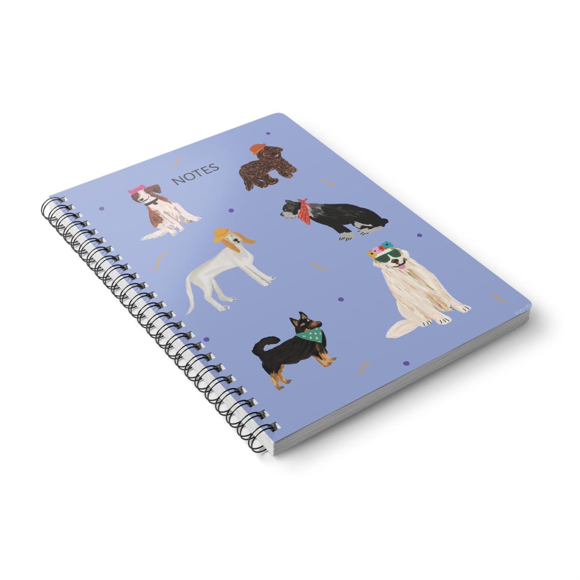 Cute Dogs In Hats Spiral Notebook Blue Notes Cover Art Print - Image 2