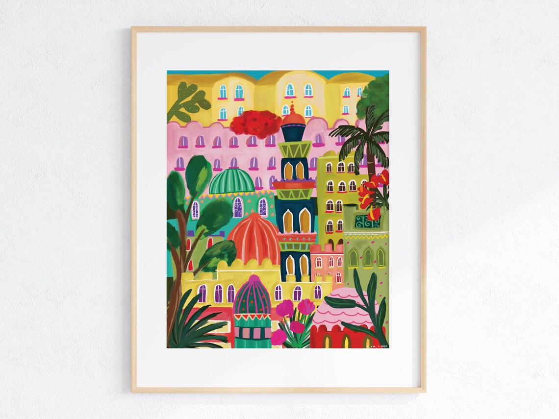 Cairo Egypt Vibrant Old Town Domes Minarets City Travel Poster