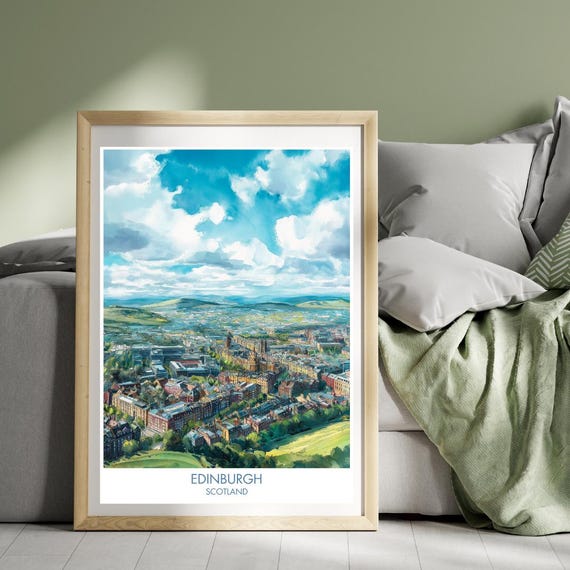 Edinburgh Poster Scotland Great Britain Print United Kingdom Scottish Wall Art Illustration