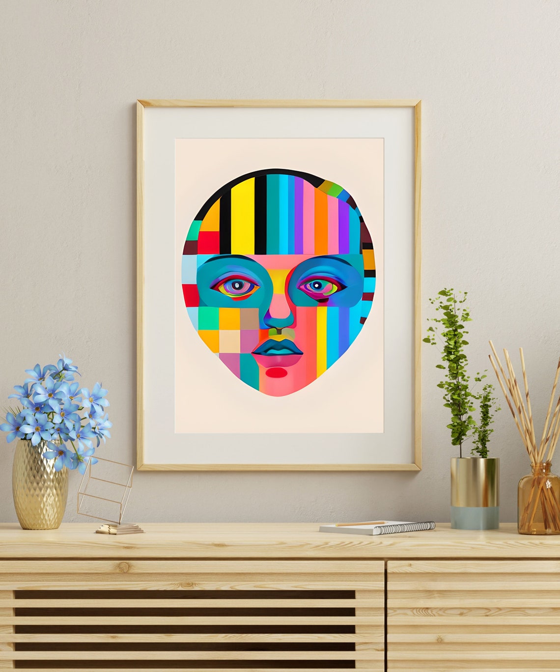 Shades Striped Color Face Mask Rainbow Eyes Abstract Art Print - Image 3