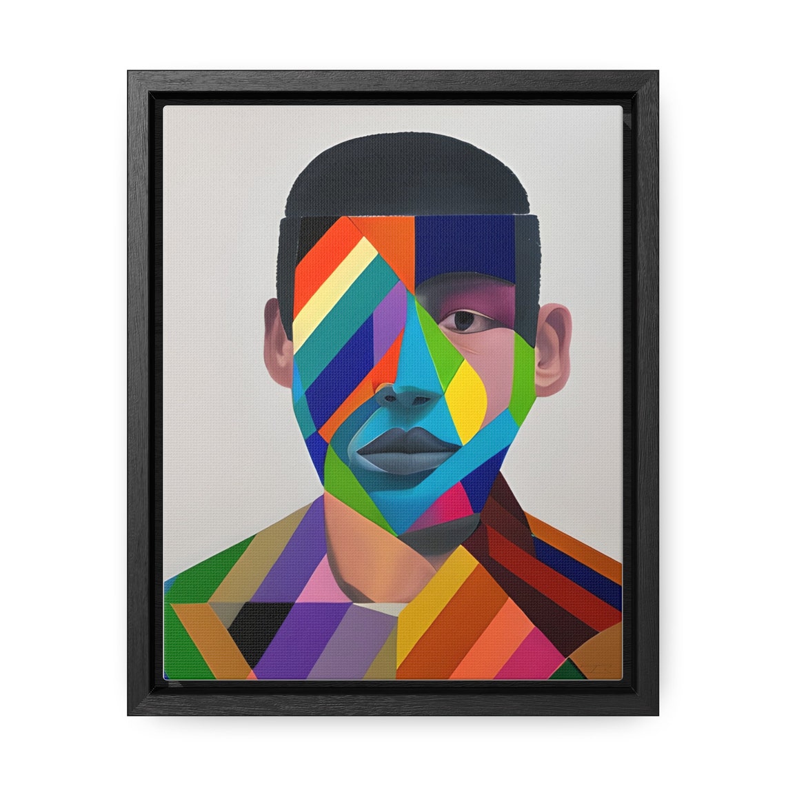 Vortex Geometric Color Block Portrait Man Abstract Art Print