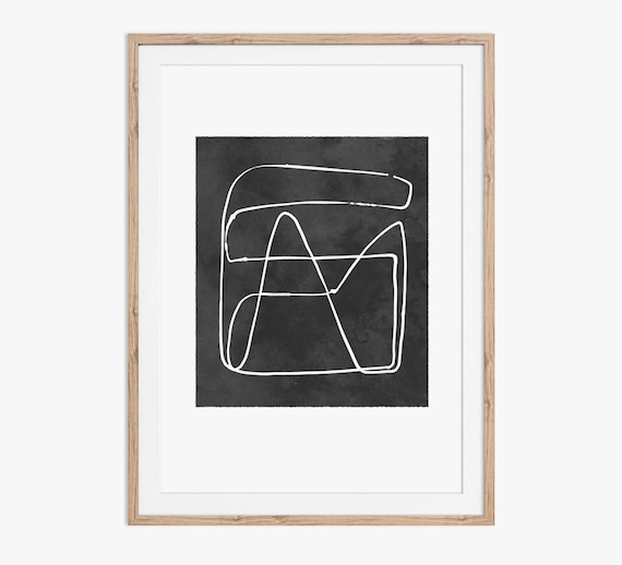 Contemporary Abstract Mountains Line Art, Art Print