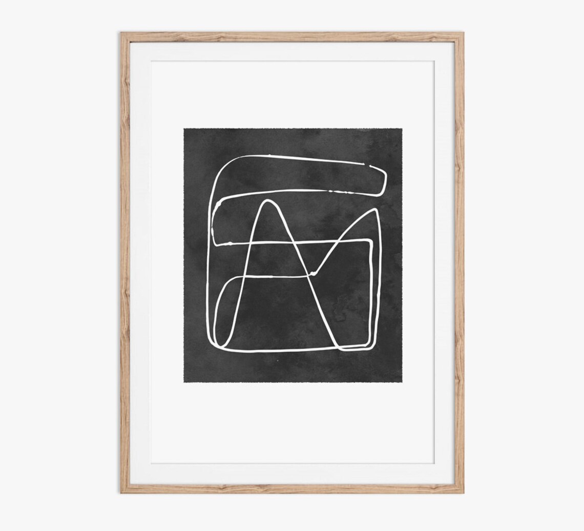 Contemporary Abstract Mountains Line Art, Art Print