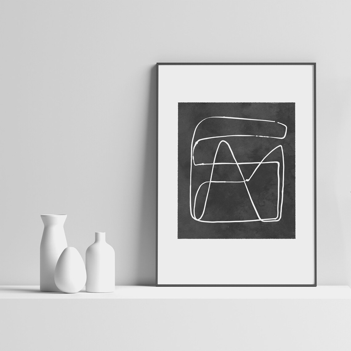 Contemporary Abstract Mountains Line Art, Art Print - Image 3