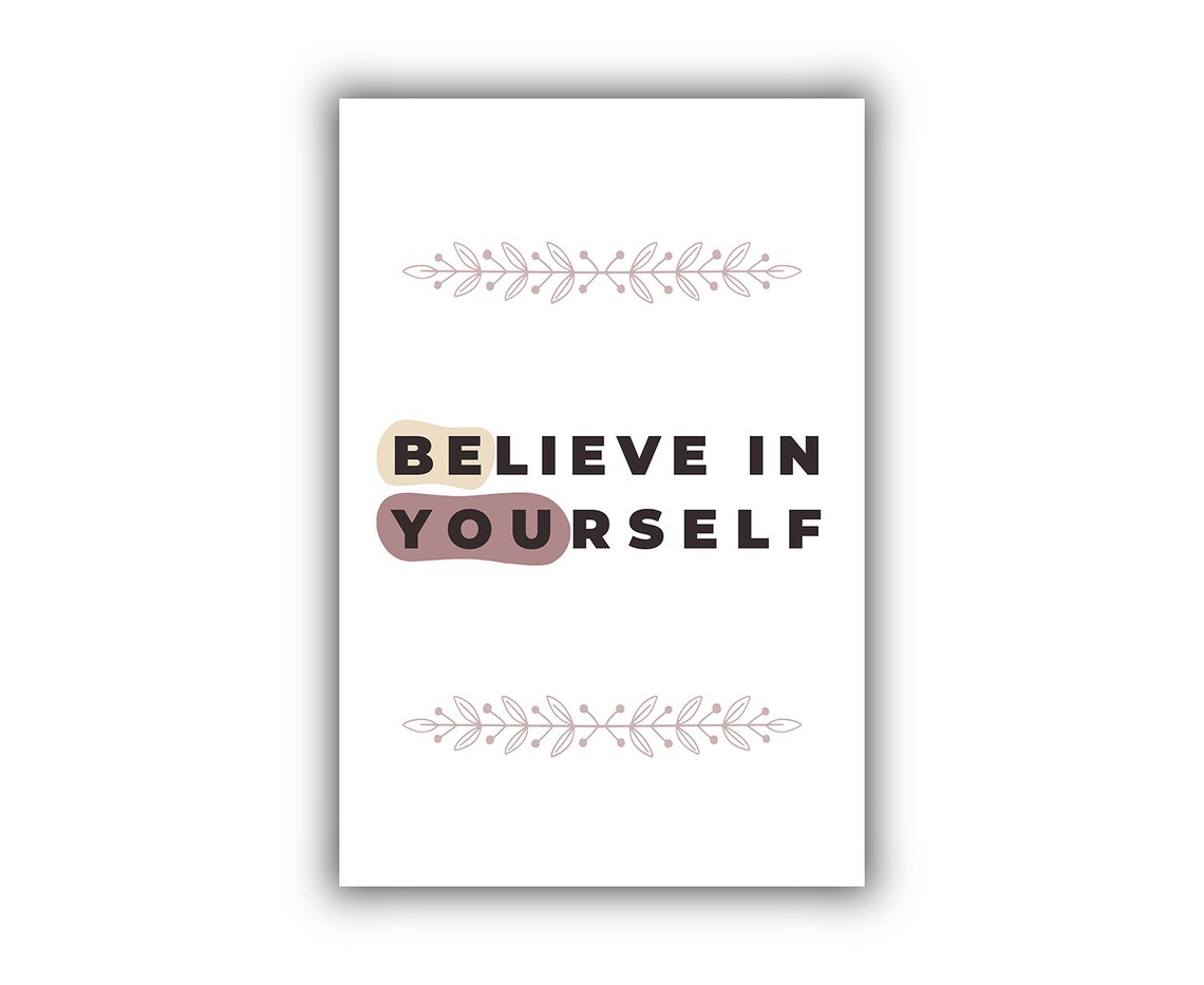 Believe In Yourself Minimalist Beige Botanical Modern Quote Wall Poster - Image 2