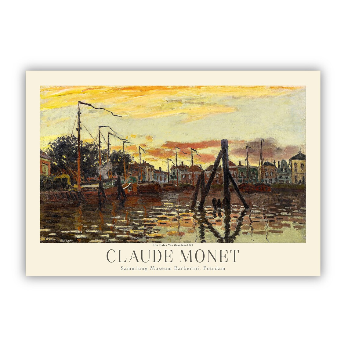 Claude Monet Zaandam Harbor Sunset Ship Masts Vintage Art Poster - Image 2