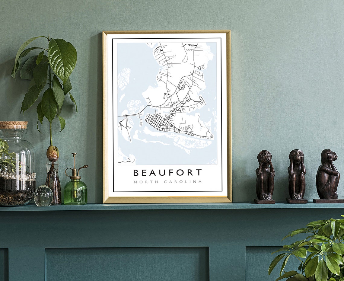 Beaufort North Carolina Minimalist Street Road Map Wall Art Print - Image 3