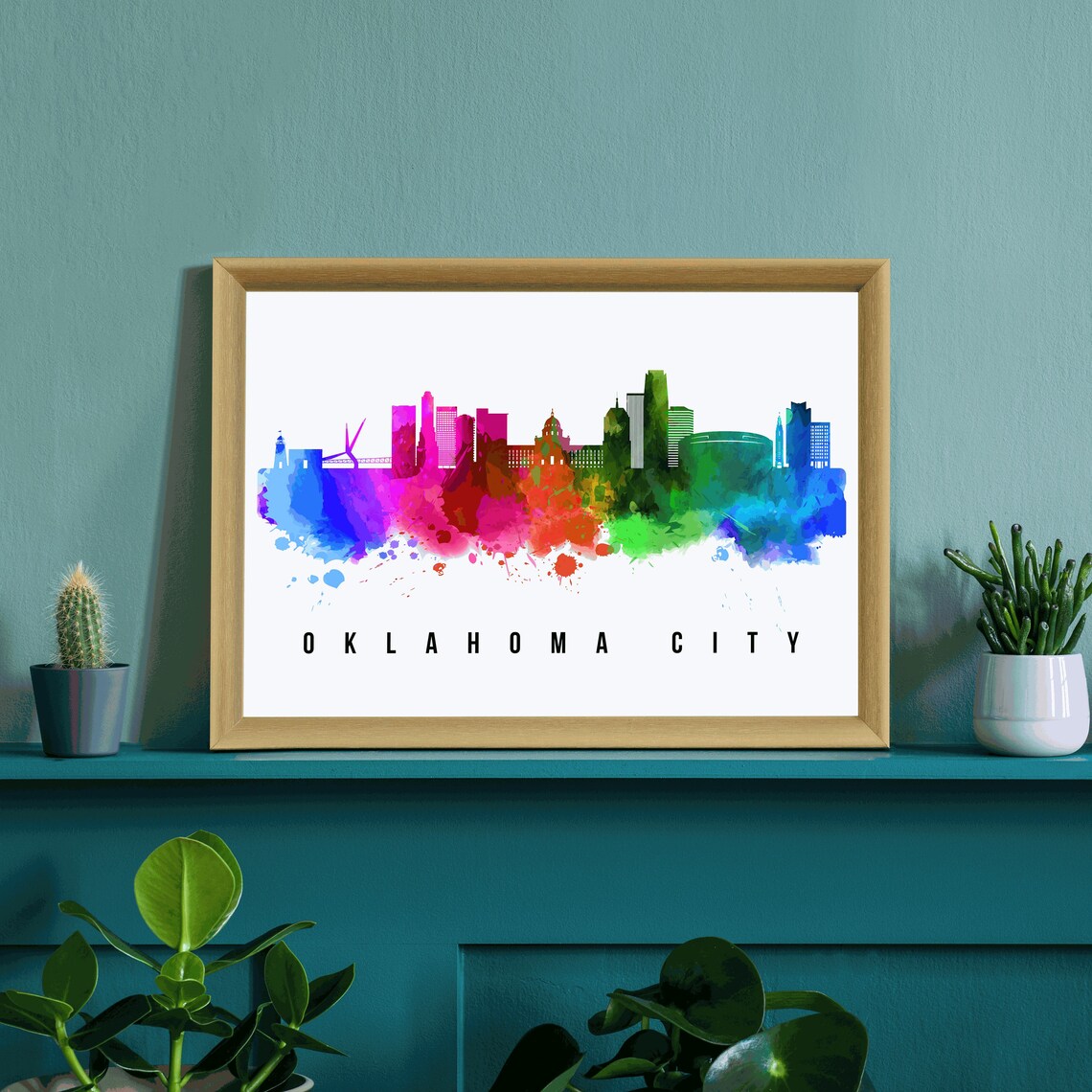 Oklahoma City Poster Oklahoma City Cityscape Painting Oklahoma City Cityscape And Landmark Print Home Wall Art Office Wall Decor - Image 3