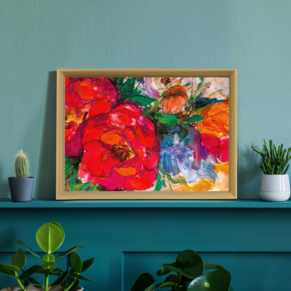 Flowers Oil Painting Flowers Still Life Poster Prints Flower Painting Prints Floral Texture Oil Painting Home Office Wall Art Decoration - Image 3