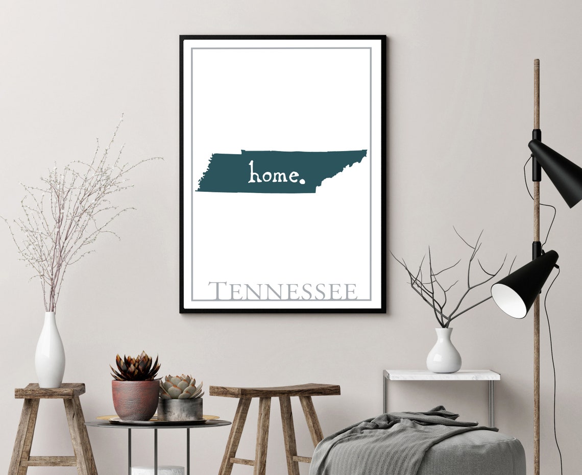 Tennessee Home State Silhouette Teal Minimalist Decor Wall Poster - Image 3