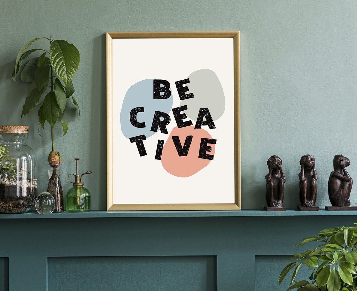 Be Creative Pastel Abstract Inspirational Typography Quote Poster - Image 3