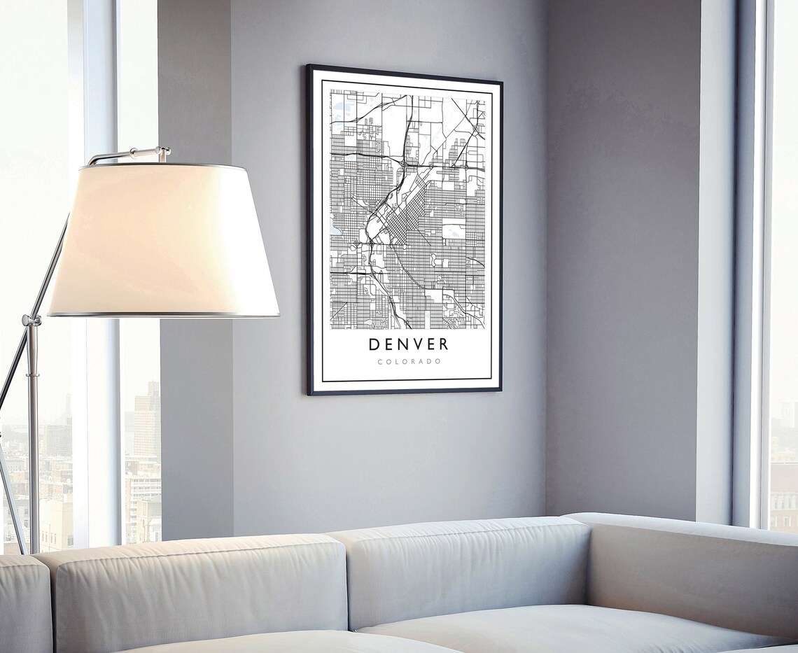 Denver Colorado Street Map Poster Minimalist Black White City Road Art - Image 4
