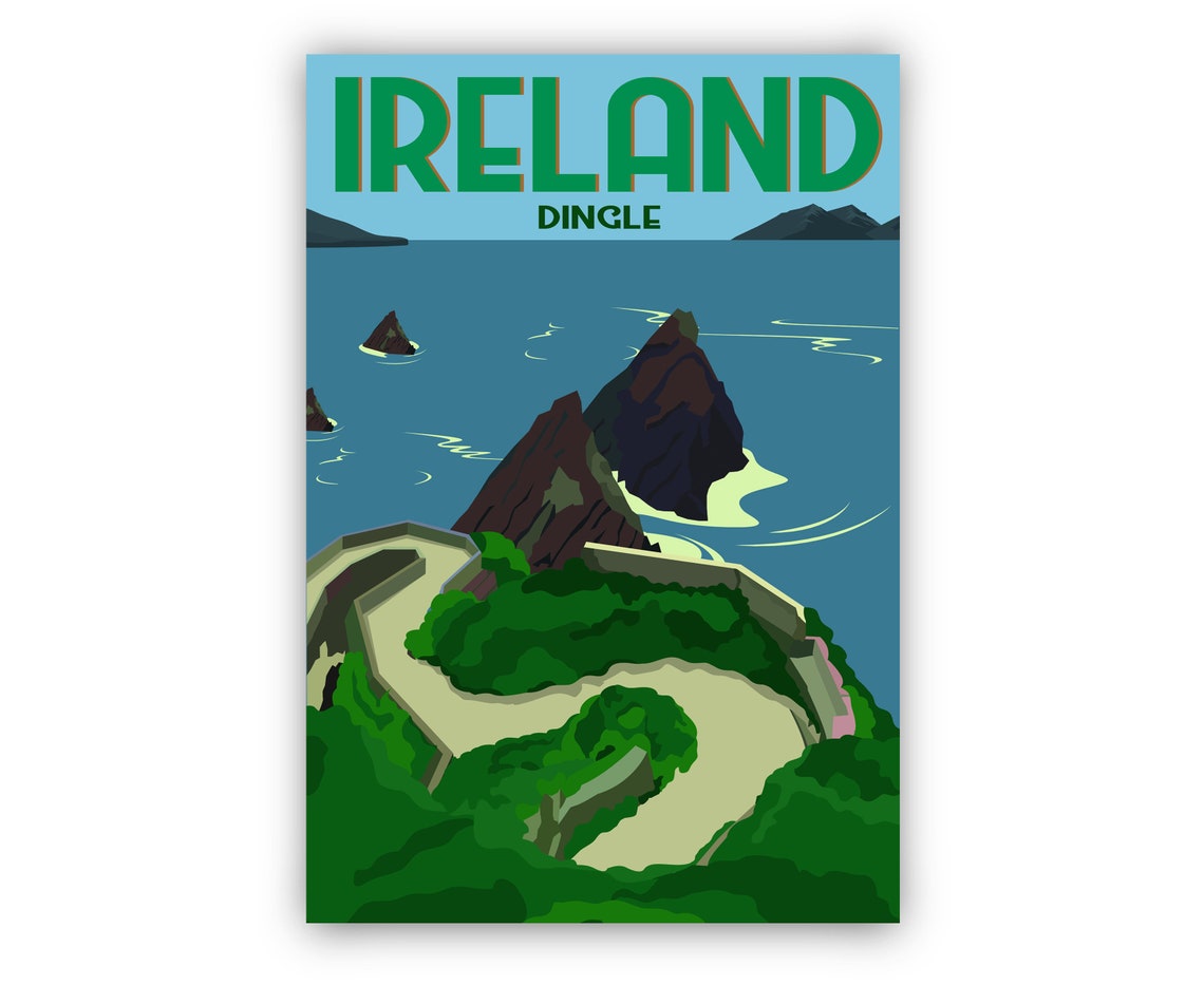 Ireland Dingle Peninsula Atlantic Coast Vintage Retro Travel Poster - Image 2