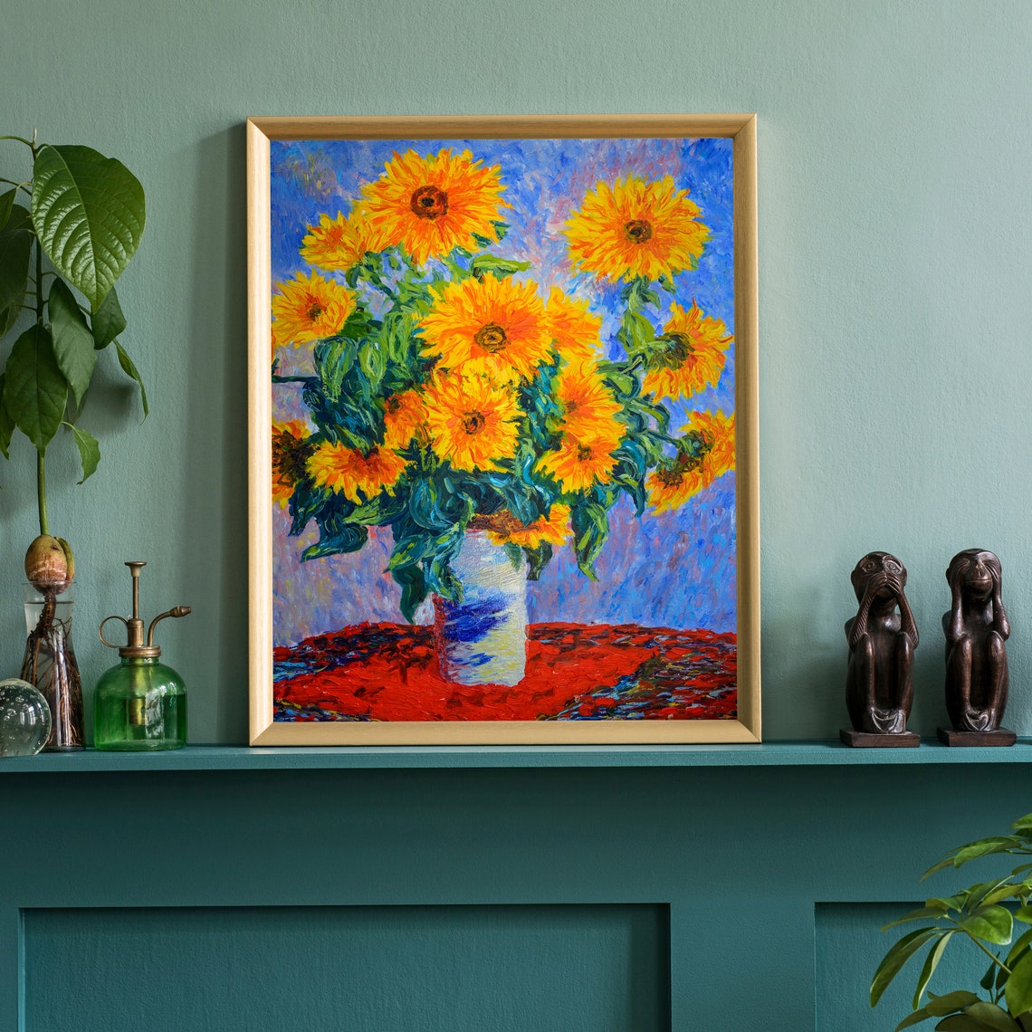 Flowers Oil Painting Flowers Still Life Poster Prints Flower Painting Prints Floral Texture Oil Painting Home Office Wall Art Decoration - Image 2